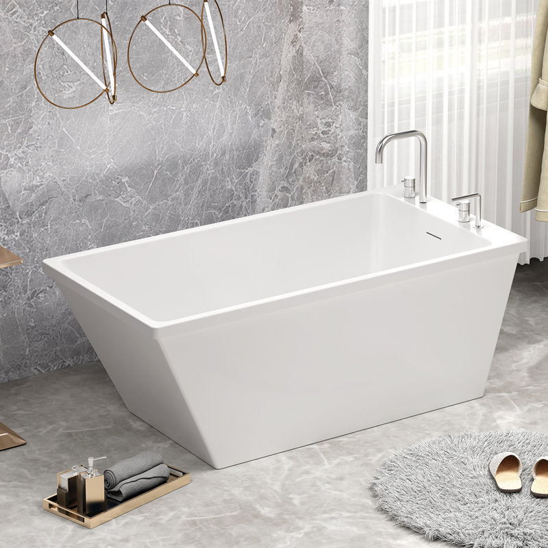 Baignoire de trempage autoportante en acrylique 59,06 po x 29,53 po