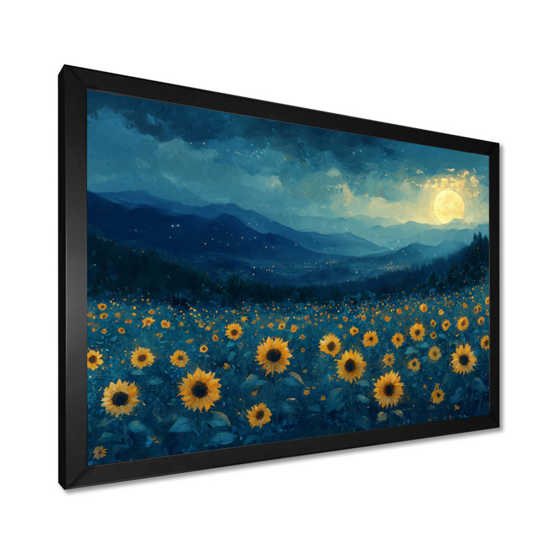 Duharte - Floral Wall Art, Single Picture Framed Print, Black, 12" H x 20" W