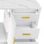 Meuble-lavabo moderne en bois massif de 60 po avec lavabo, comptoir en quartz blanc Carrara de 61 po avec 3 trous de robinet pré-percés, 2 portes doubles à fermeture en douceur, 7 tiroirs et 2 petits compartiments de rangement rabattables (blanc)-133417786