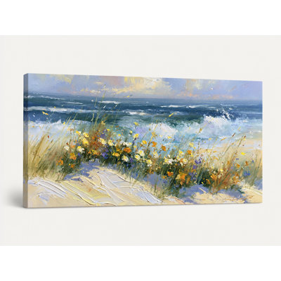 Blue Horizon Wildflowers Wrapped Canvas Wall Art, 24" H x 48" W x 1.5" D