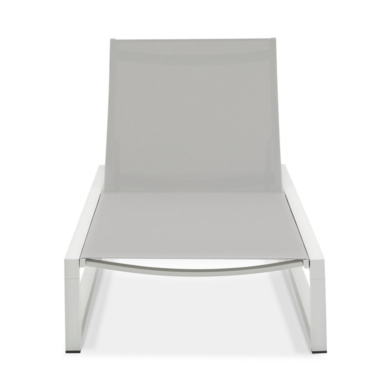 5-Level Adjustable Outdoor Chaise Lounge, Durable Aluminum Frame & PVC-coated polyester Mesh, Perfect for Patio/Poolside
