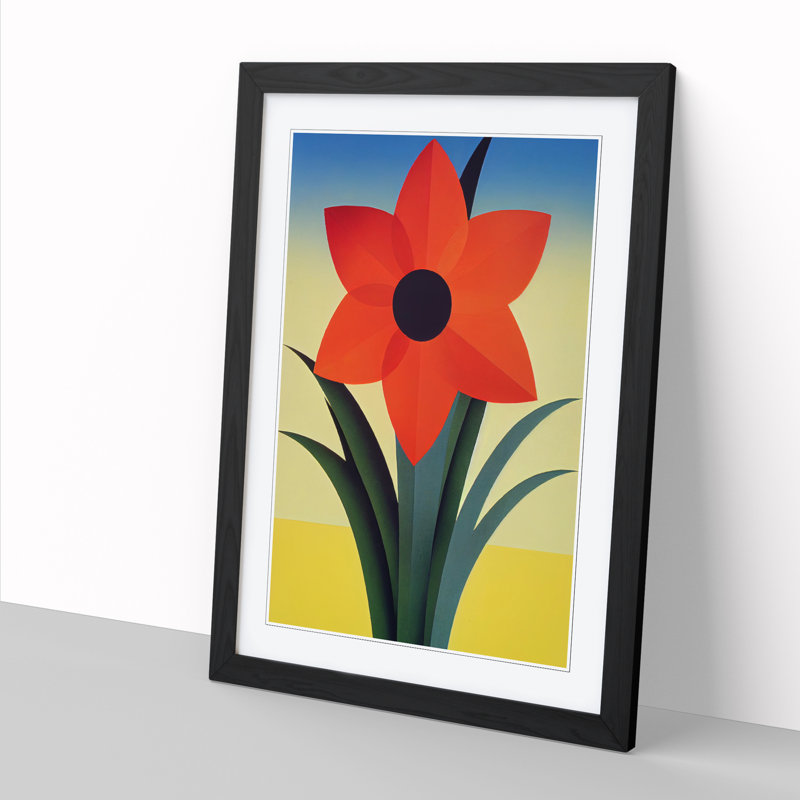 Lindzy Daffodil Flower - Picture Frame Print, 34cm H x 25cm W x 2cm D, Walnut