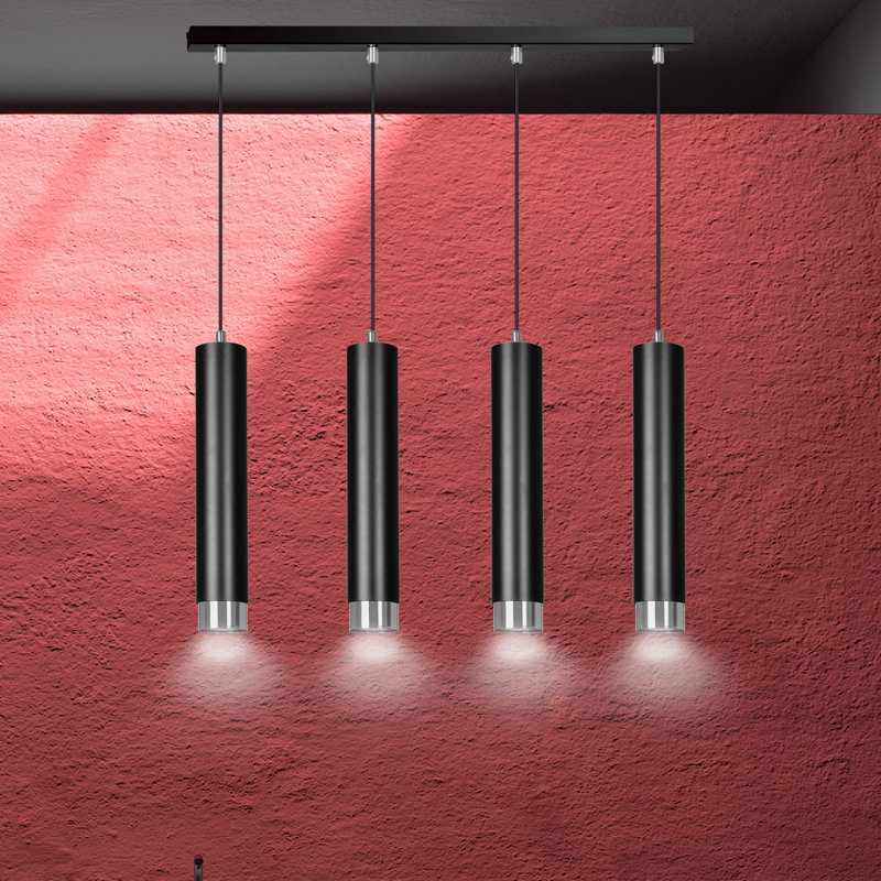 Danbury 4 - Light Cylinder Pendant, Chrome, Black