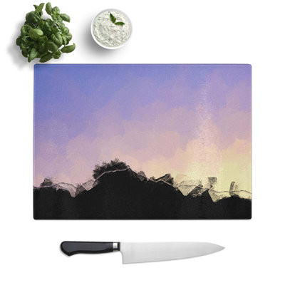 Glass Lilac Sky Above The Mountain in Abstract Chopping Board