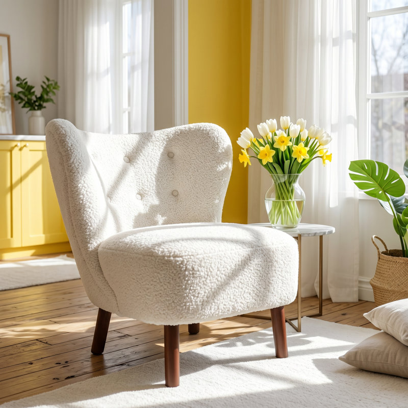 Chaise d'appoint en bois de sherpa Teddy l 34 po x P 31 po x H Zusud