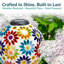 Globe terrestre extérieur en verre mosaïque 10 "avec fleurs solaires Vas Blue Cool Blossoms-462311176-451241623