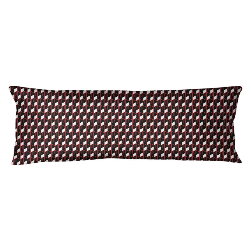 Coussin lombaire géométrique, Bourre en polyester, Rouge