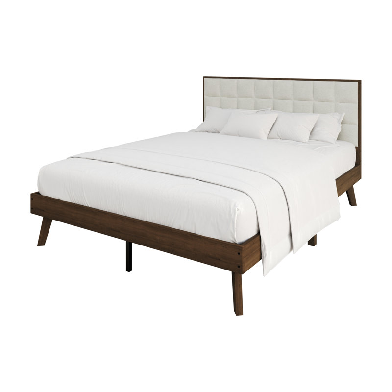 Lit plateforme tapissier Tashanique, Noyer, Complète