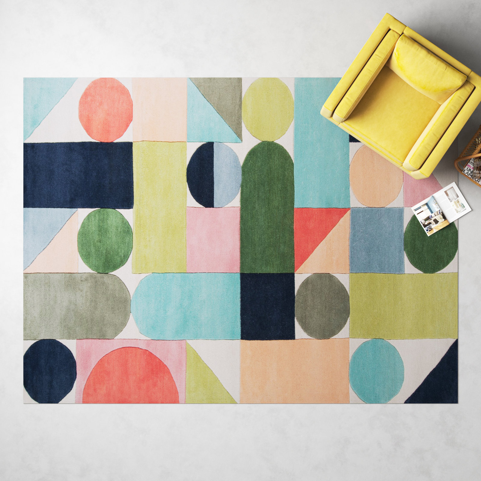 Glory Hand Tufted Wool Rug, Rectangle 5' x 8'