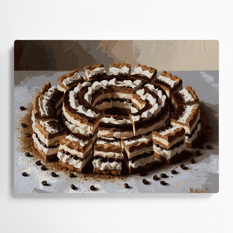 Desserts tiramisu, art mural en métal beige, H 11 po x l 14 po