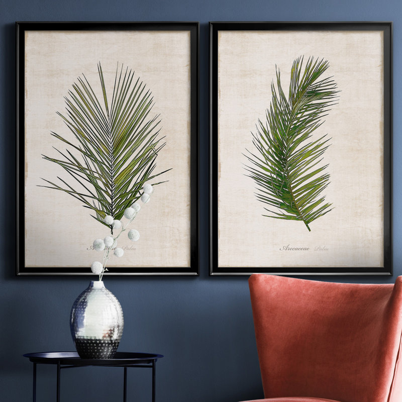 Palm Botanical I - ensemble de 2 impressions, Toile encadrée, H 30,5 po x l 42,5 po, Noir