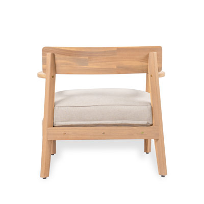 Fauteuil club en bois d'acacia avec coussin de siège, ensemble de 1