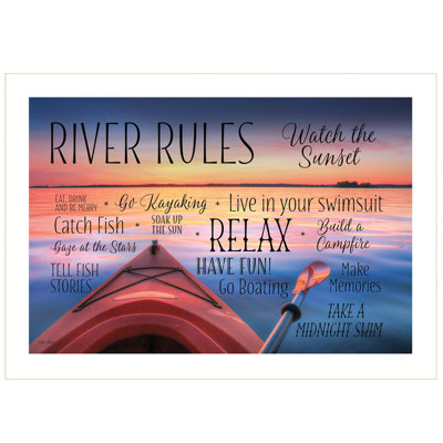 «River Rules» par Lori Deiter, reproduction encadrée prête à accrocher, cadre blanc