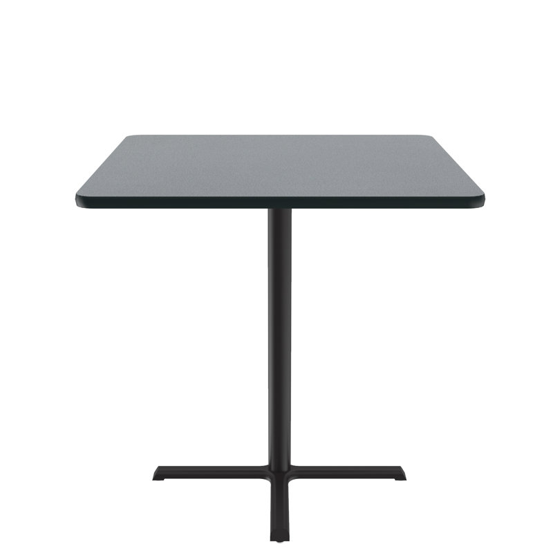 Table de bistro et de pause-café Correll 36 rond, 42 haut café, debout, hauteur de tabouret de bar, plateau en stratifié thermolaqué de granit gris, base en fonte, patins de nivellement