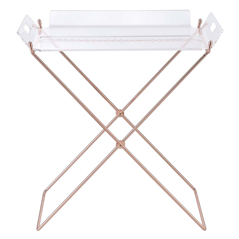 Table-plateau Cercie, finition acrylique transparente et cuivre
