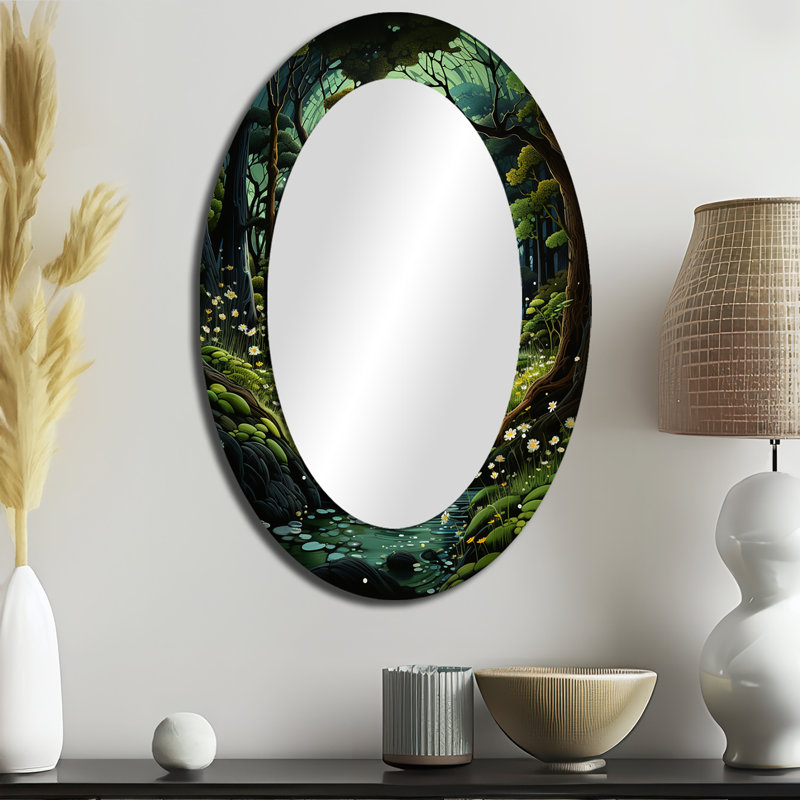 Miroir mural vert traditionnel Forest Enchanted Forest Pastoral I, 36 po x 24 po