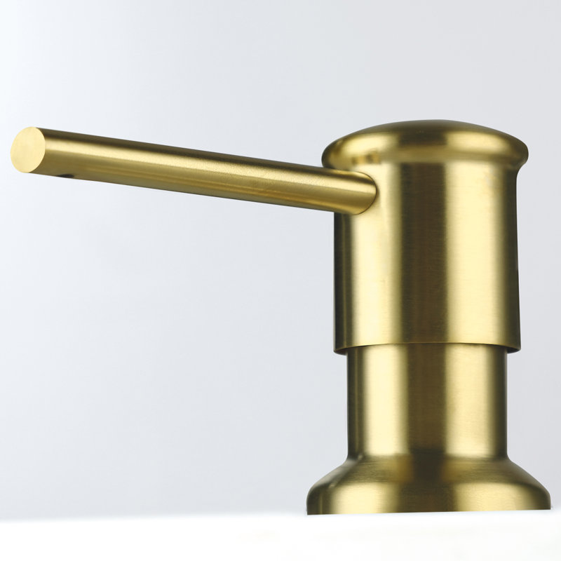 Sink mount Soap Dispenser with Straight Nozzle, Brushed Gold