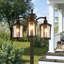 3-head Outdoor Solar Lamp Post Lights With Clear Glass  Lantern Street Lights