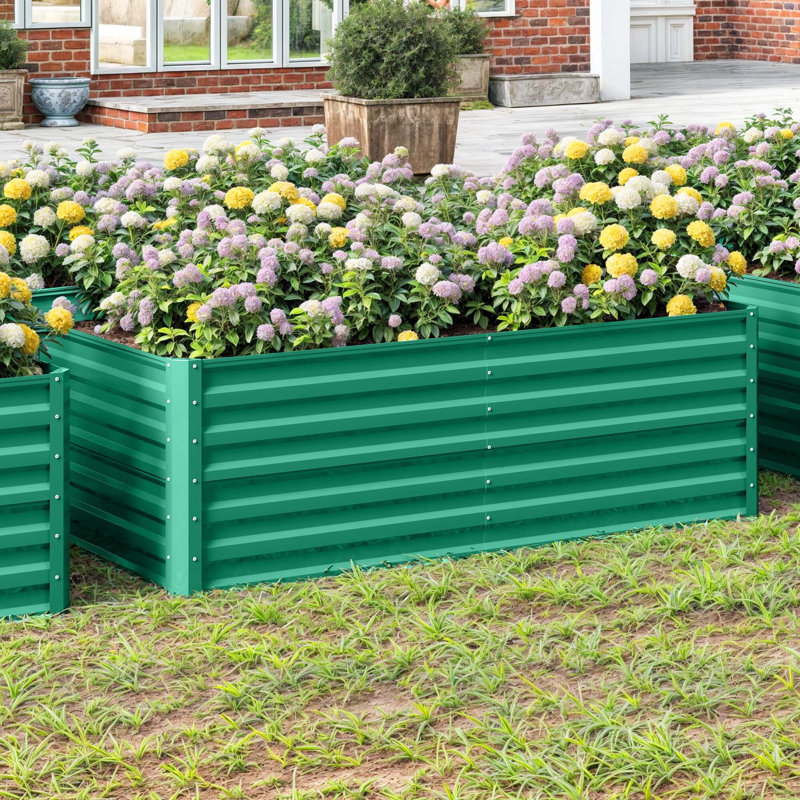 Metal Raised Garden Bed, 54cm H x 180cm W x 90cm D, Green