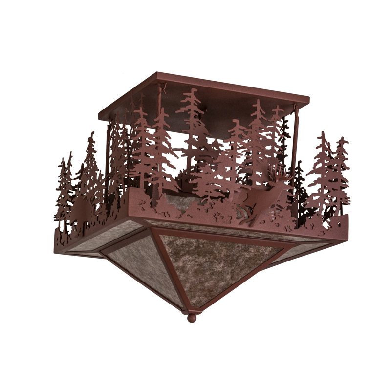 Rustic Lodge Mica Semi Flush Mount