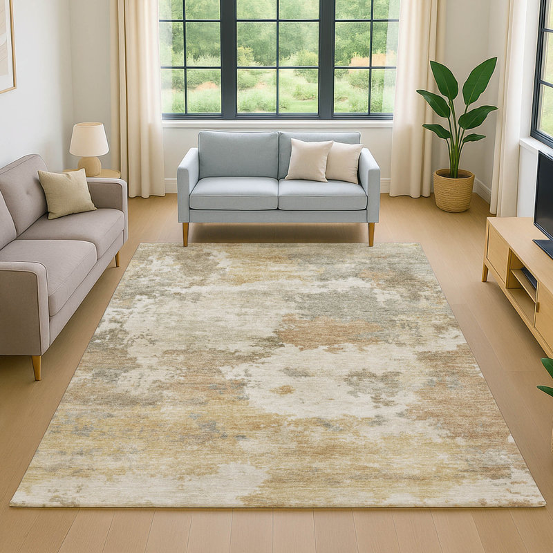 Premium Machine Washable Mayfield AMF2144 abstract Rug, 8' x 10', Khaki