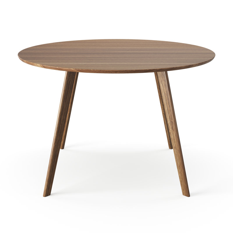 Ferdy Round Solid Wood Base Dining Table, Rose Oak