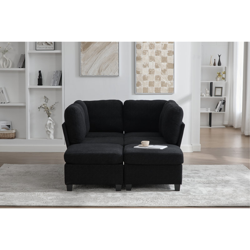 Canapé modulaire modulaire: canapé modulaire convertible à 6 places avec méridienne, canapé modulaire surdimensionné en U avec repose-pieds avec rangement