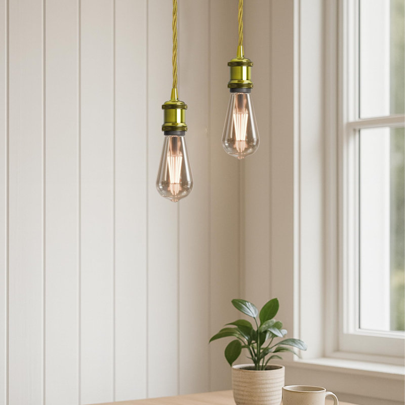 1 - Light Yellow Brass Bulb Pendant