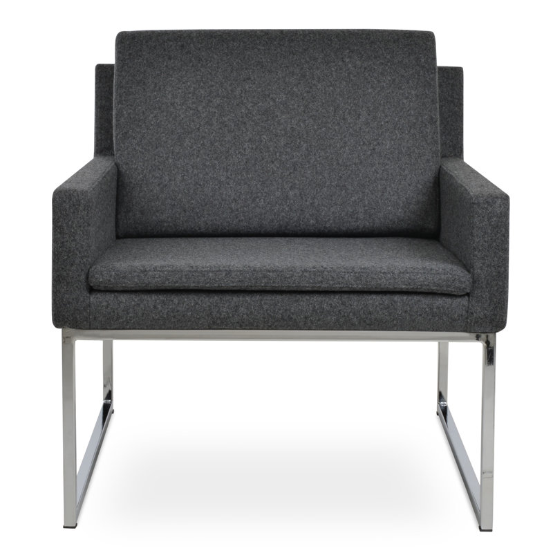 Fauteuil Nova en métal et laine, Gris foncé