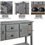 Console en bois massif avec 2 tiroirs, armoires et tablette inférieure-418475682