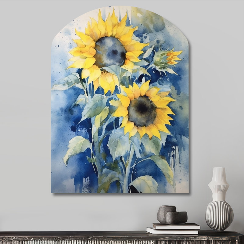 Jaune jaune, tournesol doré - art mural en métal Floral, H 34 po x l 25 po x P 1 po