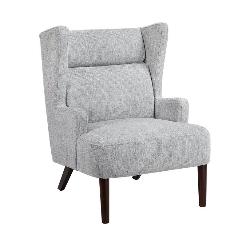 Fauteuil à oreilles en chenille gris tendance, structure en contreplaqué, pièce de décoration de salon, style rehaussé, Gris