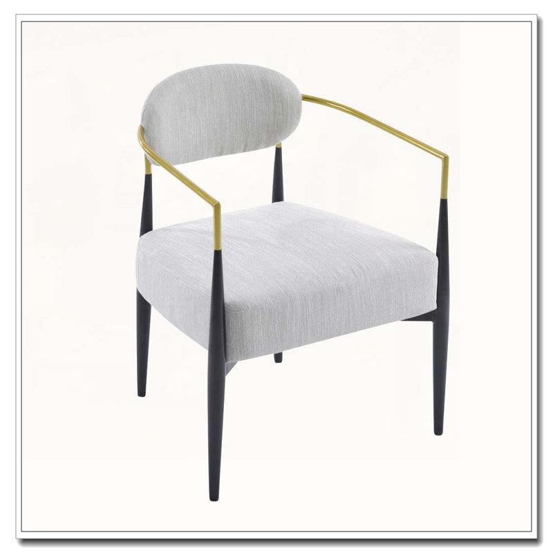 Fauteuil d'appoint moderne rembourré, Beige, noir, or