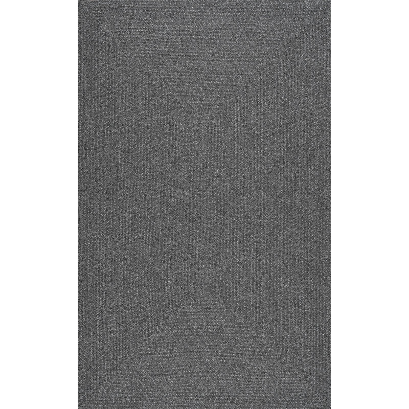 Tapis intérieur / extérieur tressé Edie, Rectangle 2 pi x 3 pi, Argent gris