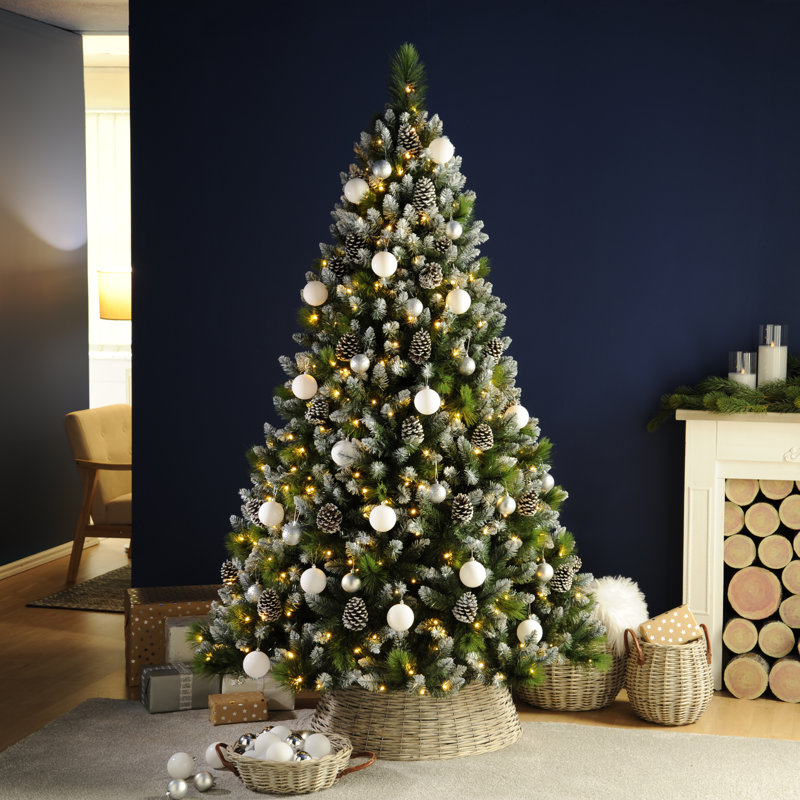 Lighted Artificial Pine Christmas Tree, 6.89ft H x 4.2ft W x 4.2ft D