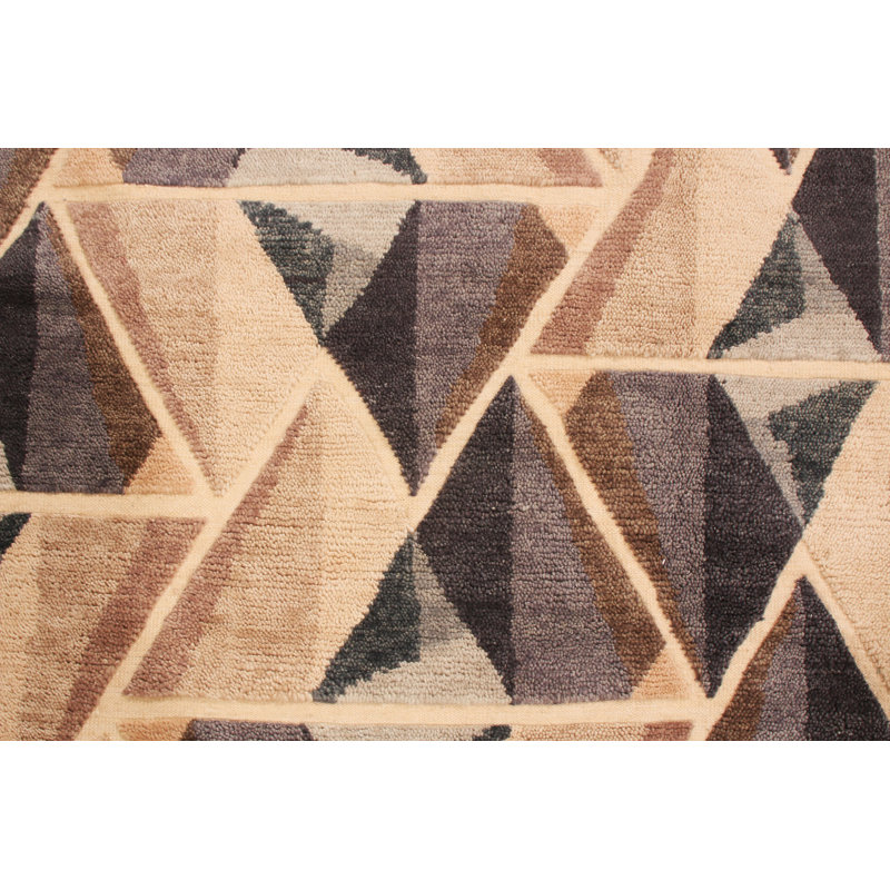 Performance Hand Knotted Wool Washable Geometric Indoor Rug, Rectangle 12' x 18'