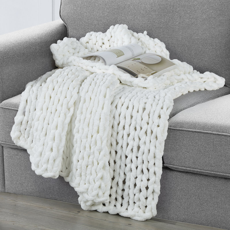 Jeté moelleux en chenille Kathy Ireland, Crème