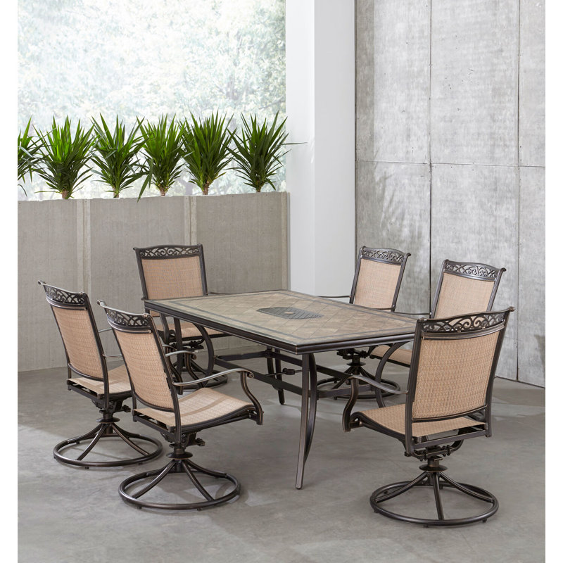 Fontana 6 - Person Metal Patio Dining Set with Rectangular Table