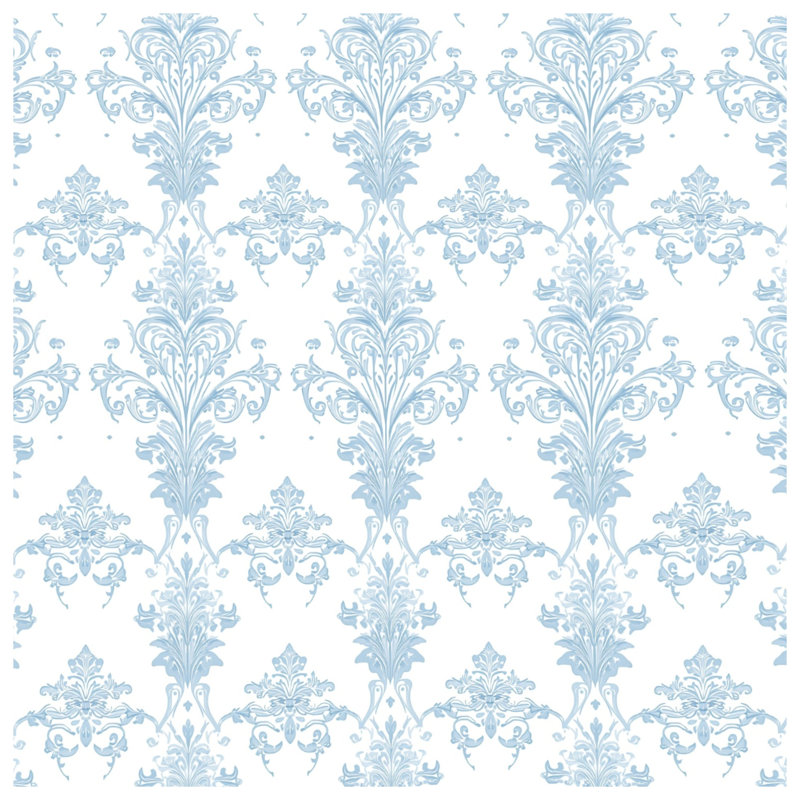 Blue Damask Pattern Comforter, Queen