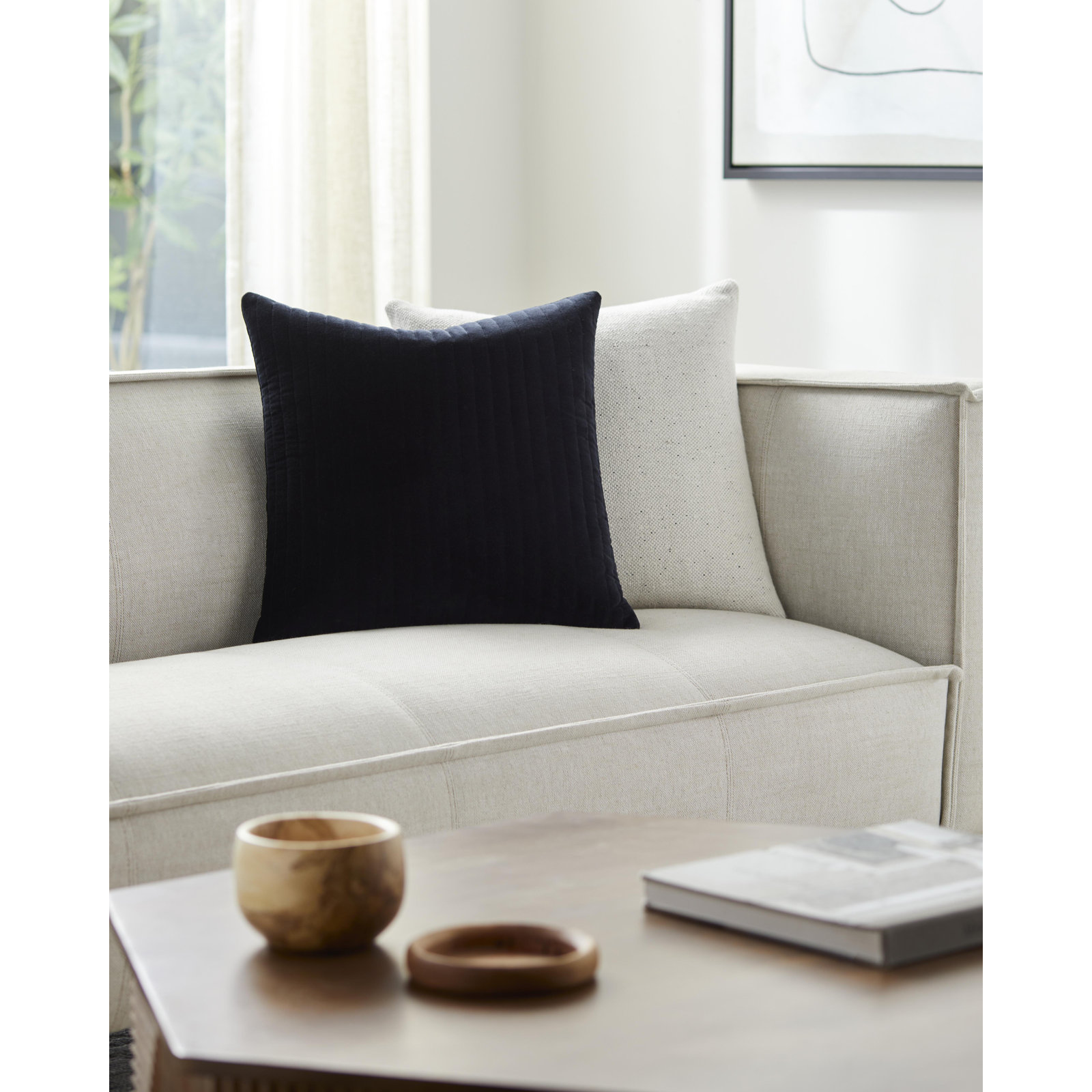 Beirne Throw Pillow, 18" x 18", Ink Blue, Down