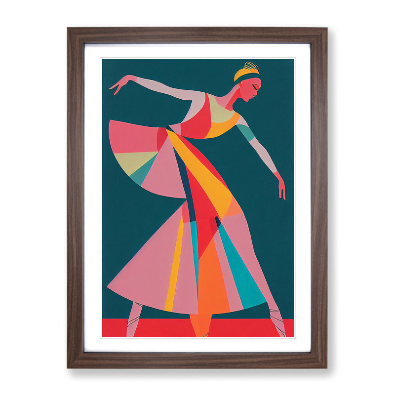 Pop Art Ballerina No.4 - Single Picture Frame Print, 64cm H x 46cm W, Walnut