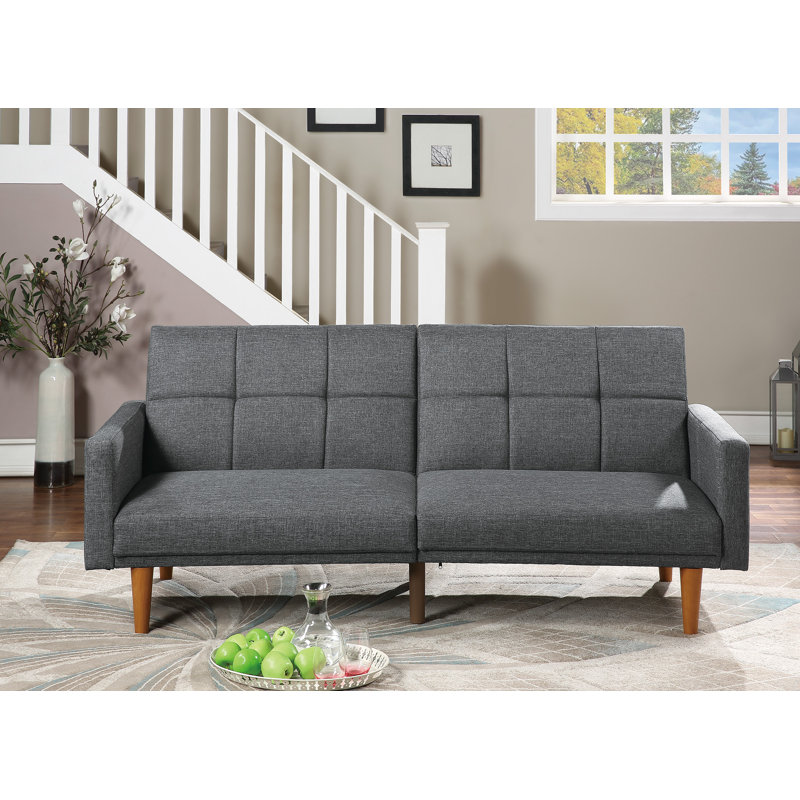 Reste 80'' Upholstered Convertible Sofa, Blue Gray Linen Blend