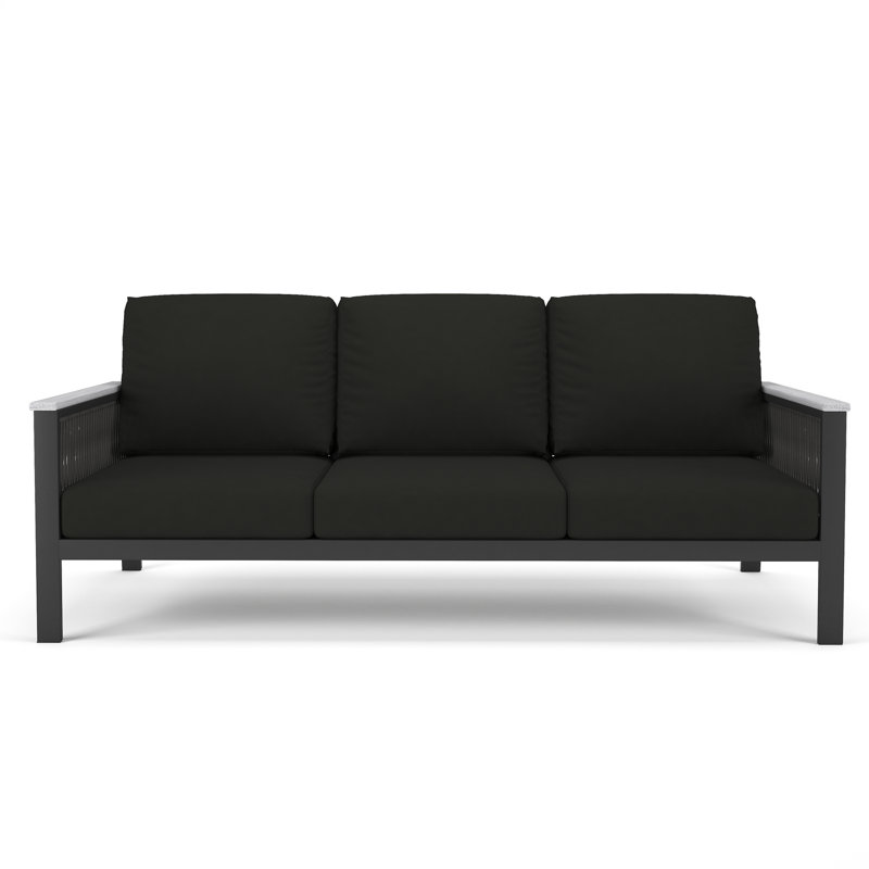 Canapé d'extérieur Townsend de 80 po de largeur avec coussins Sunbrella®, Toile Sunbrella® noir, Grey/White