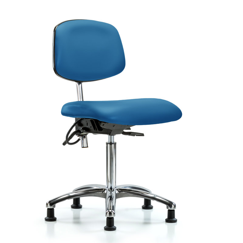 Vinyl ESD Chair, Blue, Glides, Not Included
