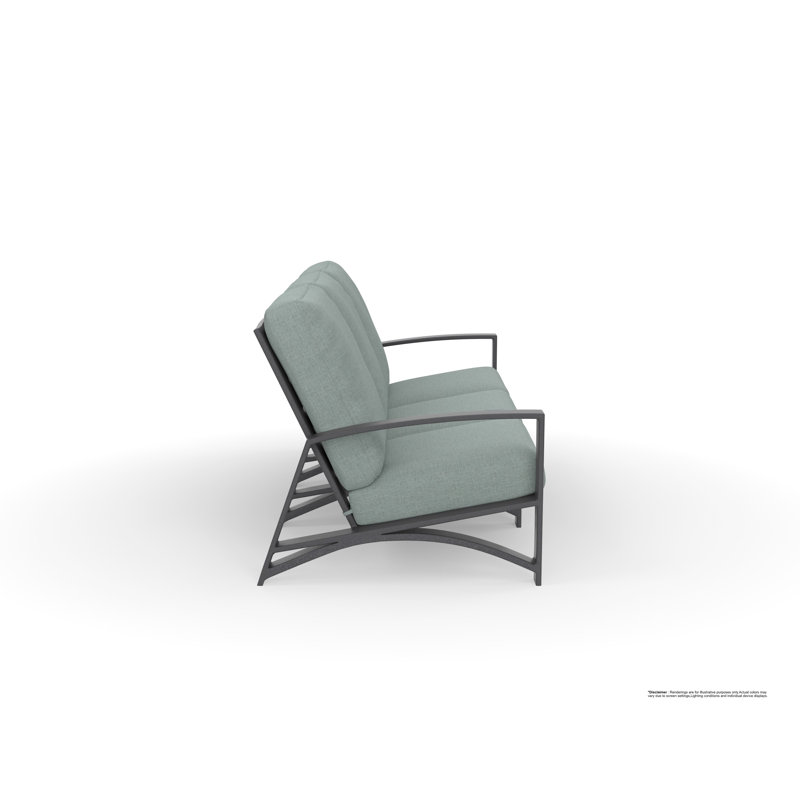 Arc Outdoor 3 - Seat Patio Sofa, Trax Burgundy, Graphite