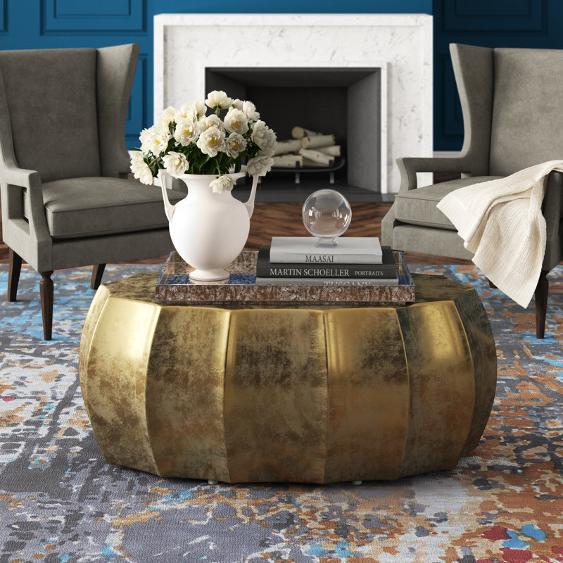 Grand Tour Stone Cocktail Table, Bronze