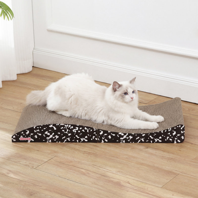 Griffoir pliable moderne en carton Elmin de 32 po avec herbe à chat, Black/White