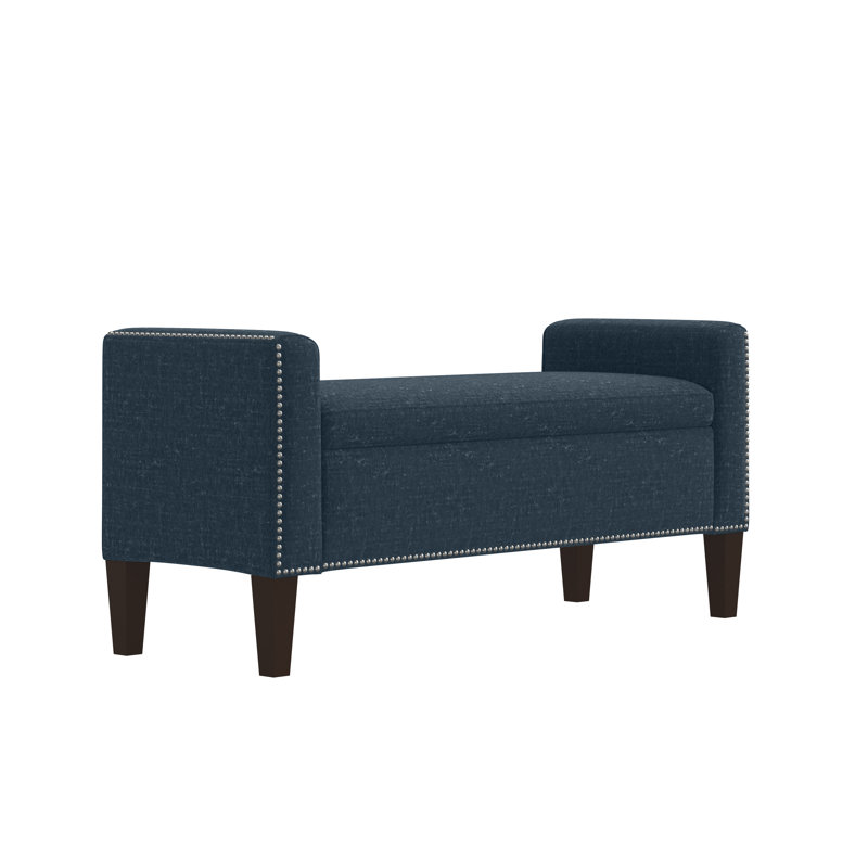 Banc de rangement à couvercle rabattable Hulda, Bleu marine
