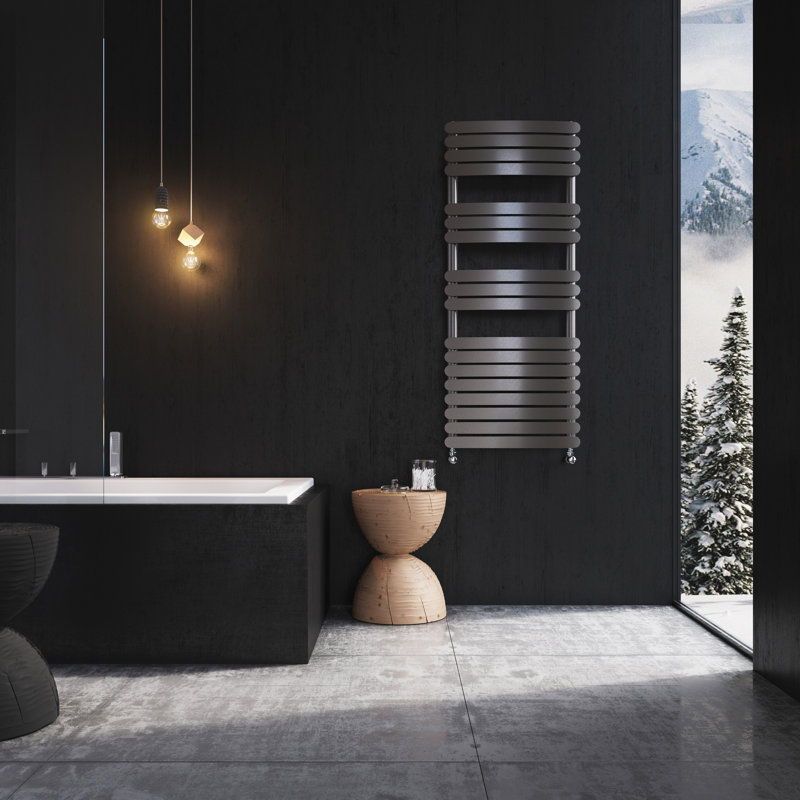 Brussel Straight Towel Rail Heated Towel Rails, Grey Metallic, 1200mm H x 500mm W