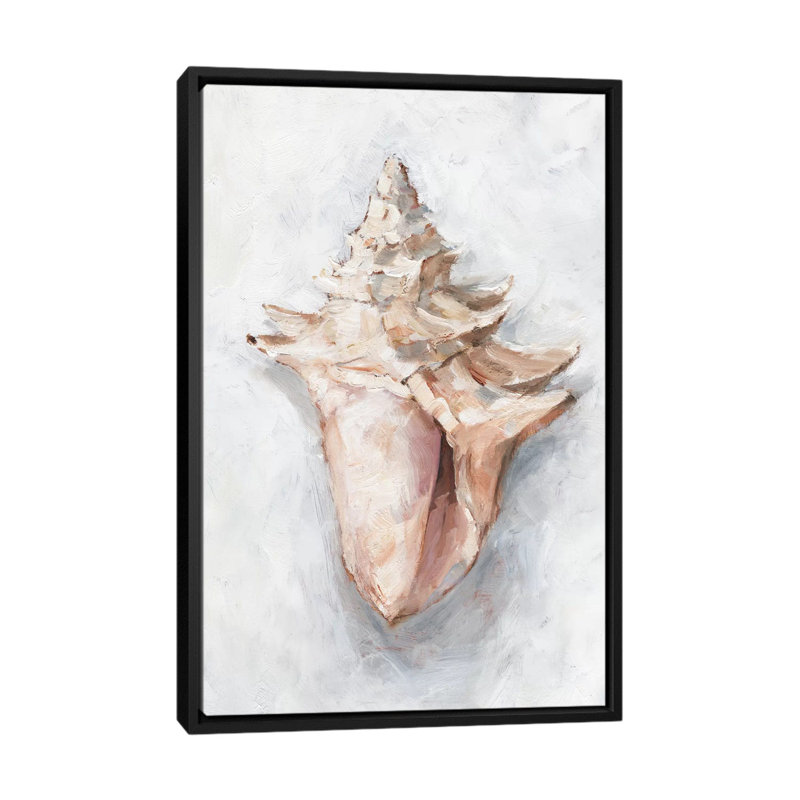 "White Shell Study I" par Ethan Harper, reproduction d’art, Pas de tapis, H 26 po x l 18 po x P 1,5 po, Toile avec cadre noir